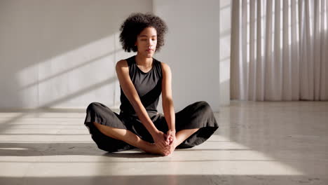 yoga, meditation and woman breathing