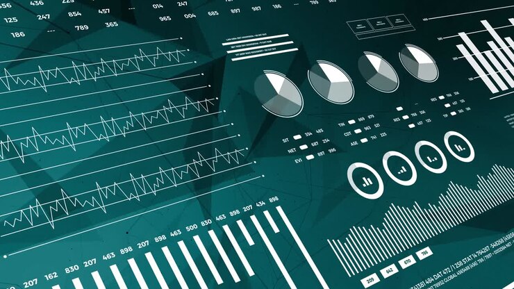 Data and report statistics, animation with graph diagrams.