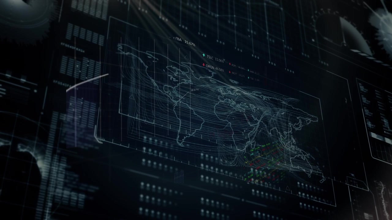 Animation of data processing over world map
