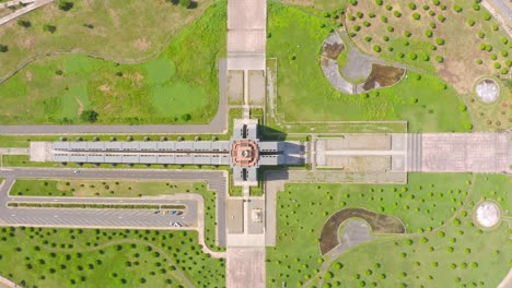 Above-cross-shaped-monument-Faro-a-Colon,-Columbus-Lighthouse,-Santo-Domingo