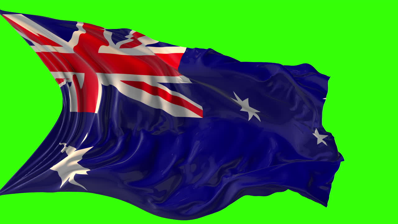 Waving Australian Flag on Green Screen