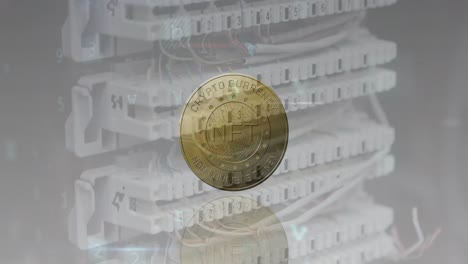 animation of coin with nft over computer slots