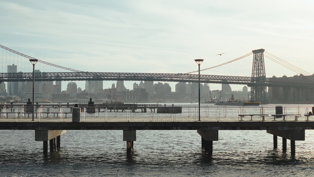 New York City Waterfront Pier at Sunset