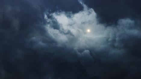 thunderstorm inside dark clouds and sun