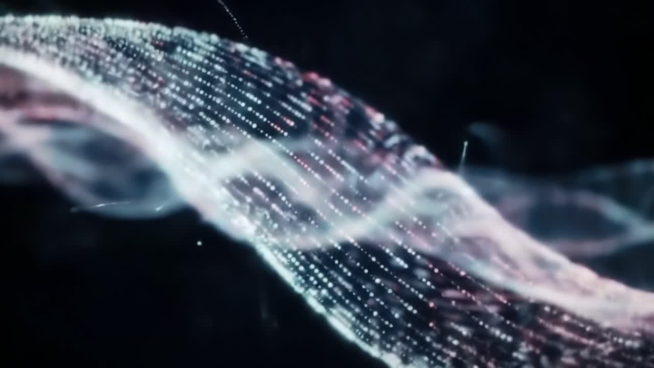 An Ethereal Dance of Light and Motion: Exploring the Fluid Dynamics and Aesthetic Patterns in a Captivating Flowing Waveform Animation