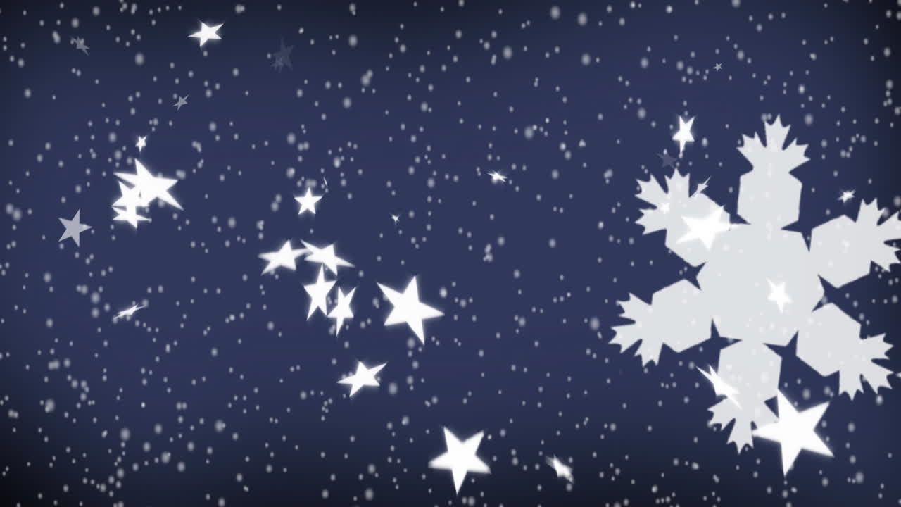 Snow falling on blue background