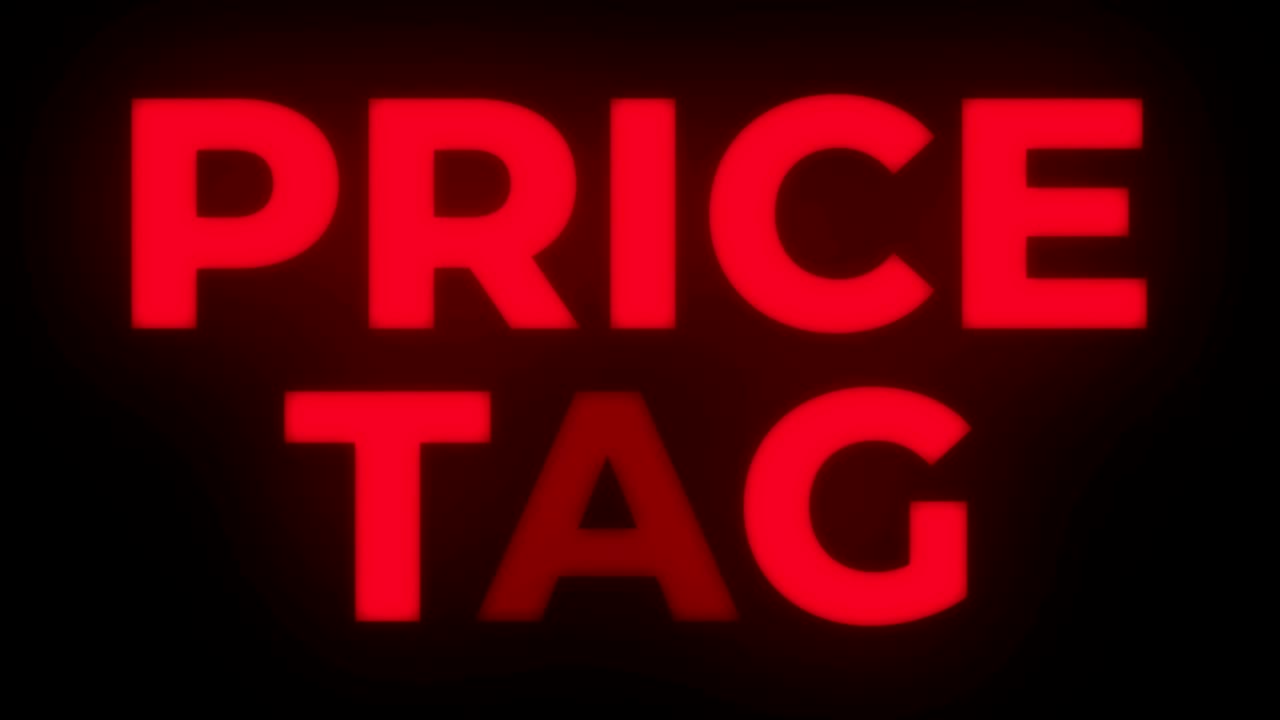 Price Tag Text Flickering Display Promotional Loop.