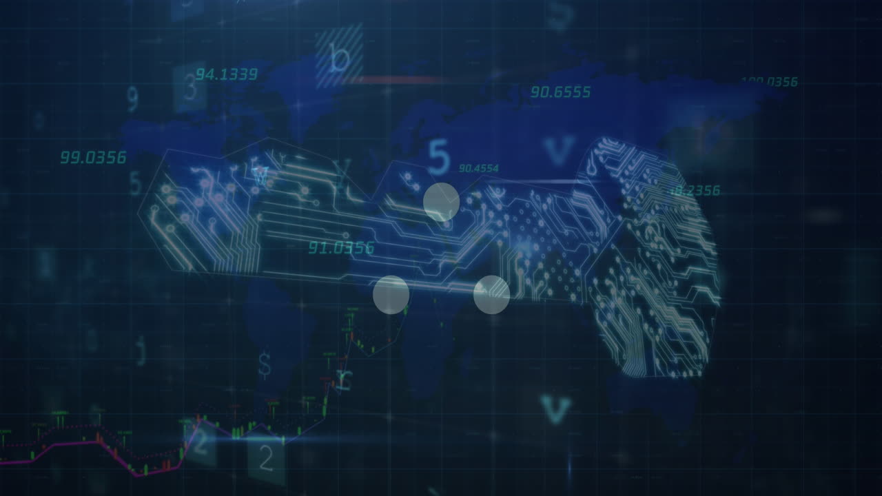 해군 디지털 공간에서 디지털 키, 스캔 및 숫자의 애니메이션