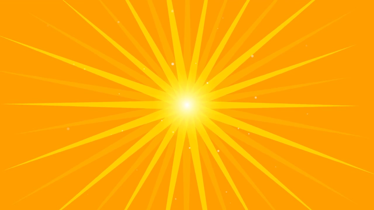Animated Yellow Sunburst Background with Floating Particles