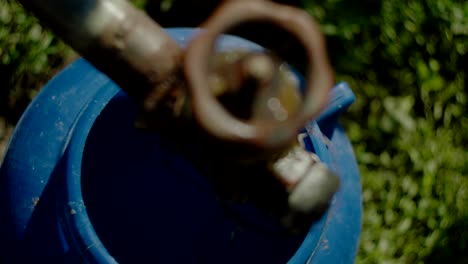 manual gate valve on a pipe, close up detail