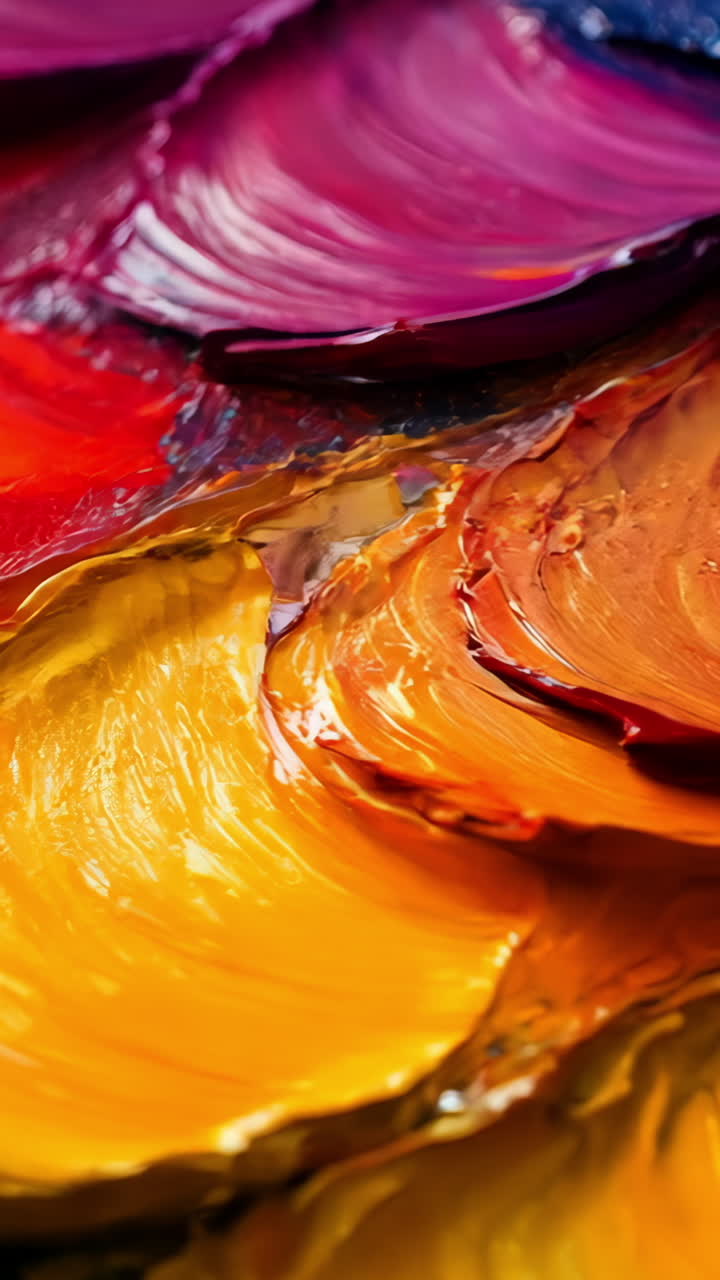 A painting with a variety of colors and brush strokes. The colors are bright and bold, creating a sense of energy and movement. The brush strokes are thick and textured, adding depth