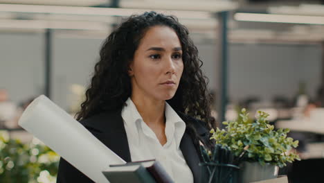 woman leaving office