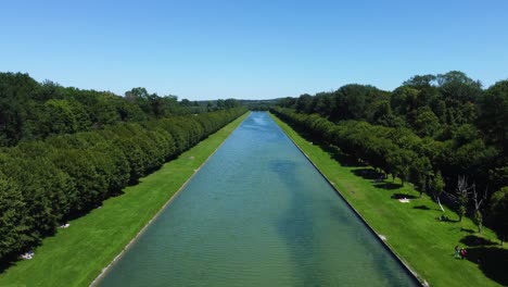 lake at fountainebleau, france. aerial shoot from drone in a sunny day