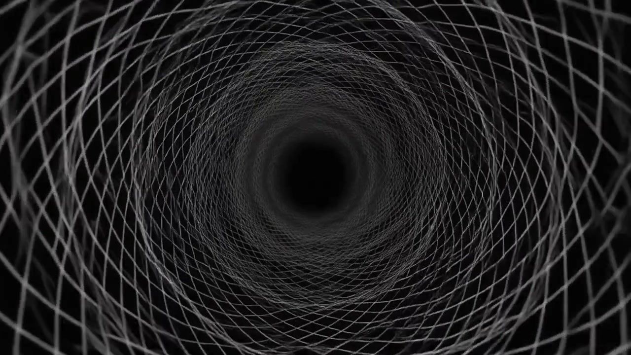 Abstract Tunnel of Rotating White Geometric Mesh Lines