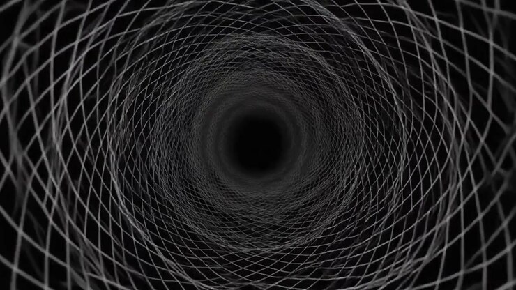 Abstract Tunnel of Rotating White Geometric Mesh Lines