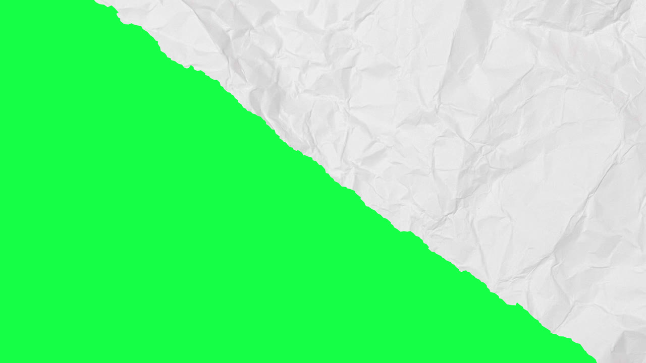 White Crumpled Paper Transition with Green Screen