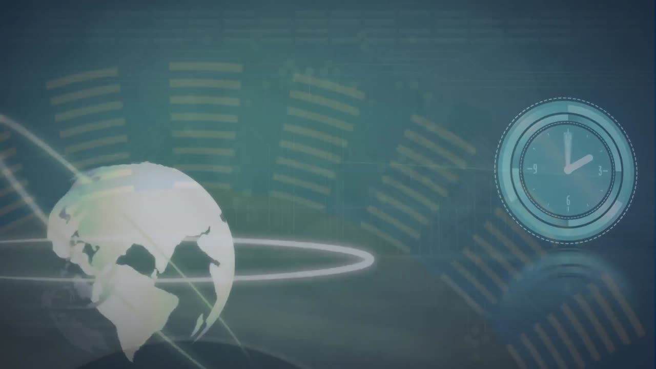 анимация движущихся часов по земному шару и обработка данных