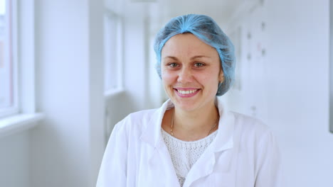 female medical researcher looking at camera. medical woman portrait. doctor face