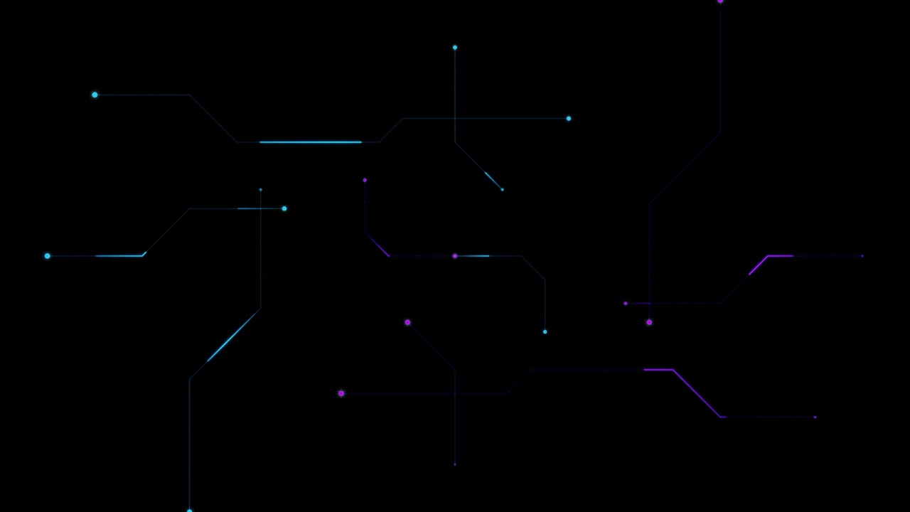 Abstract Digital Circuit Lines and Glowing Nodes Animation
