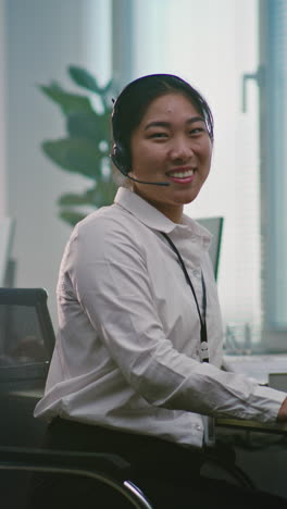 asian woman working from a call center