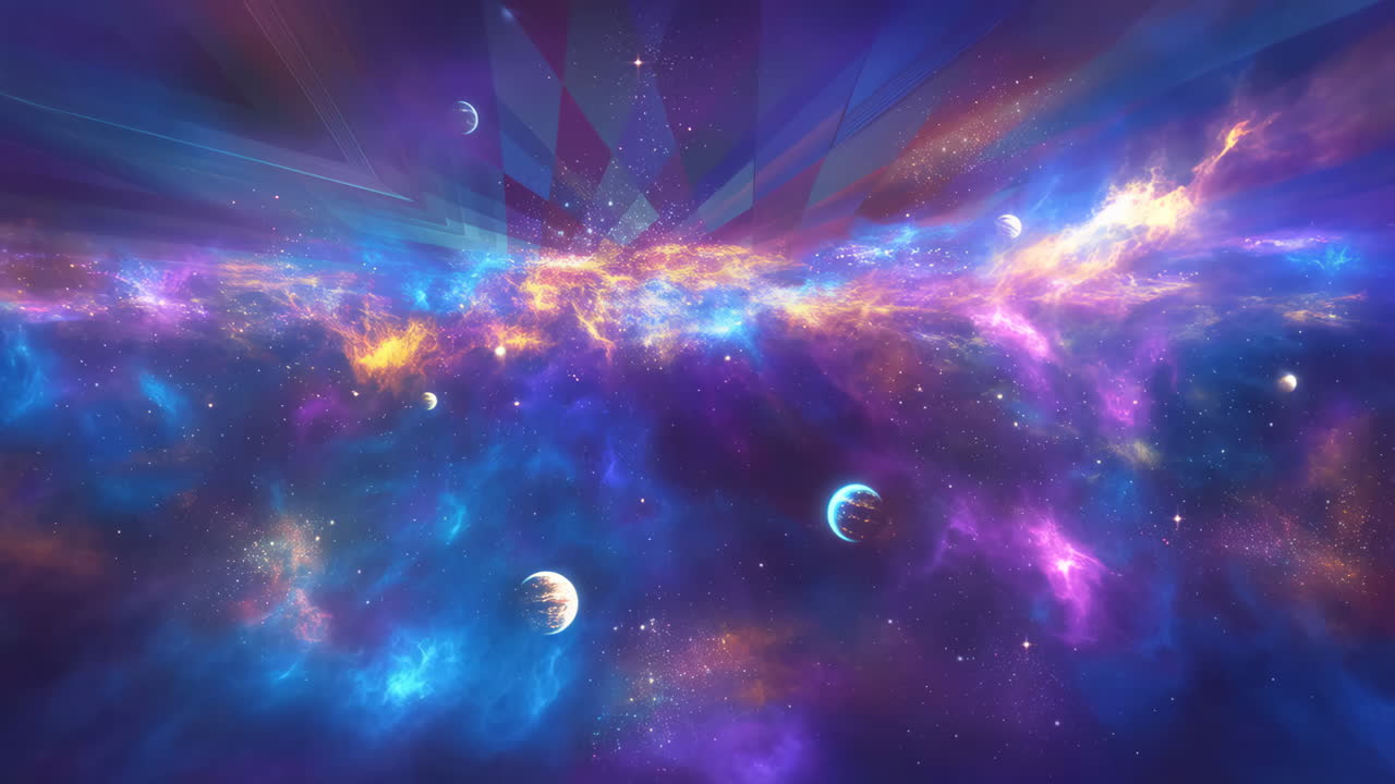 Cosmic Nebula with Planets and Stars