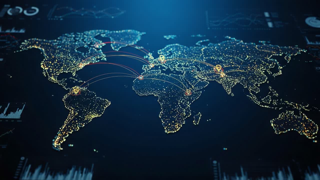 A Digital Representation of Global Connectivity and Data Flow: Visualizing the Interconnectedness of Cities and Networks Across the World