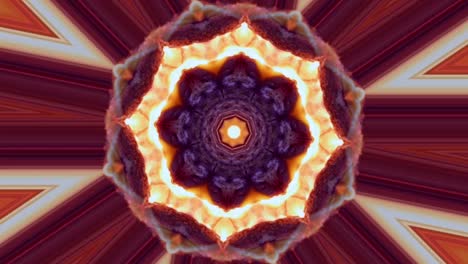 Kaleidoscope-art.-Red-star,-symmetric-effects.-shape-changing