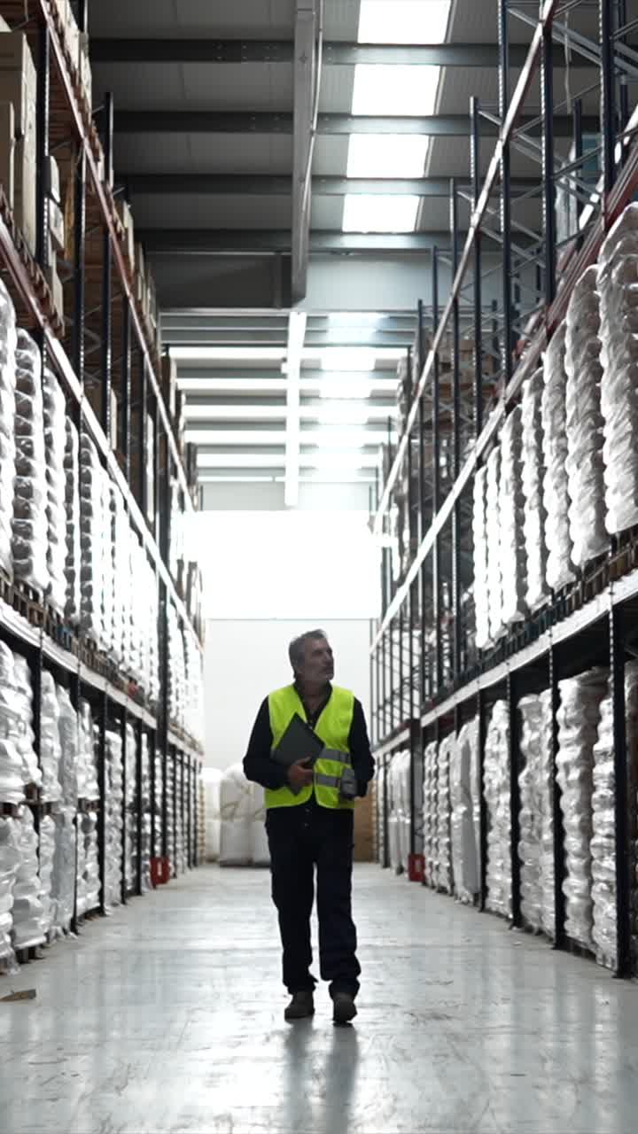 trabajador de almacén en una instalación de almacenamiento