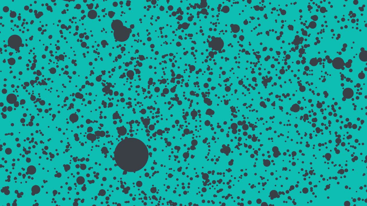 A blue background full of animated black spots, After Effect