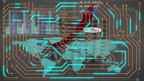 Animation-Der-Weltkarte-über-Datenverarbeitung