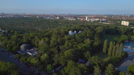 Fabulous-aerial-top-view-flight-Berlin-city-astronomical-observatory-Germany-in-Europe,-summer-day-2023