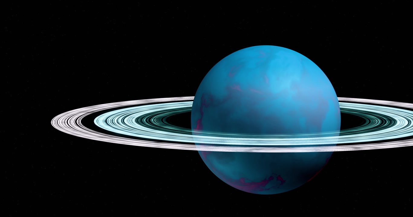 Pianeta gigante gassoso blu con anelli luminosi nello spazio profondo