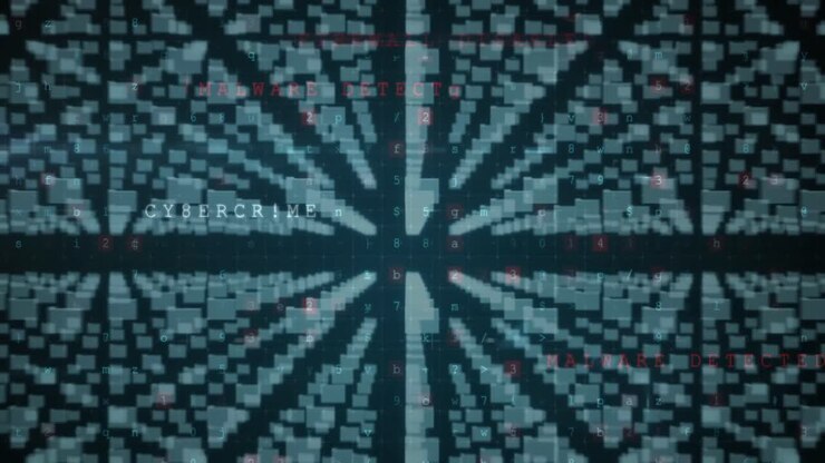Animation af sikkerhedshængelås og databehandling over sort baggrund