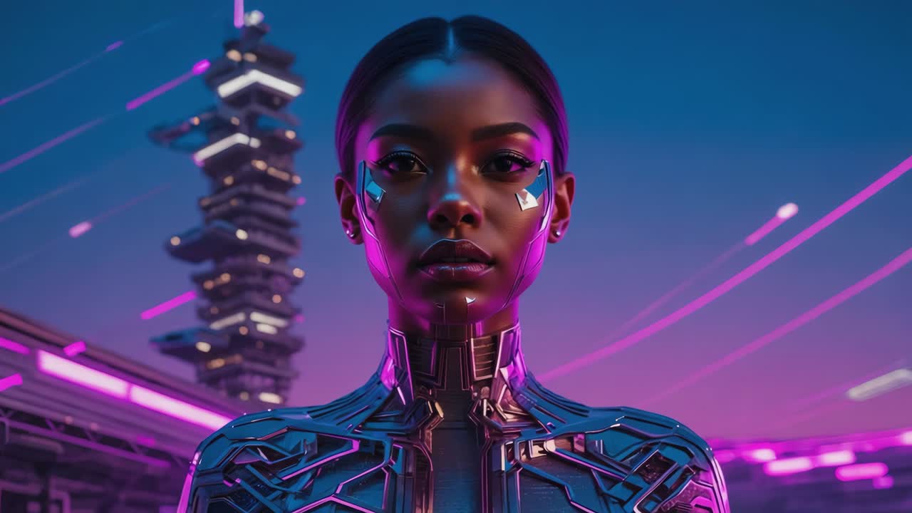 A Futuristic Cyberpunk Portrait of a Woman