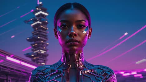 a futuristic cyberpunk portrait of a woman