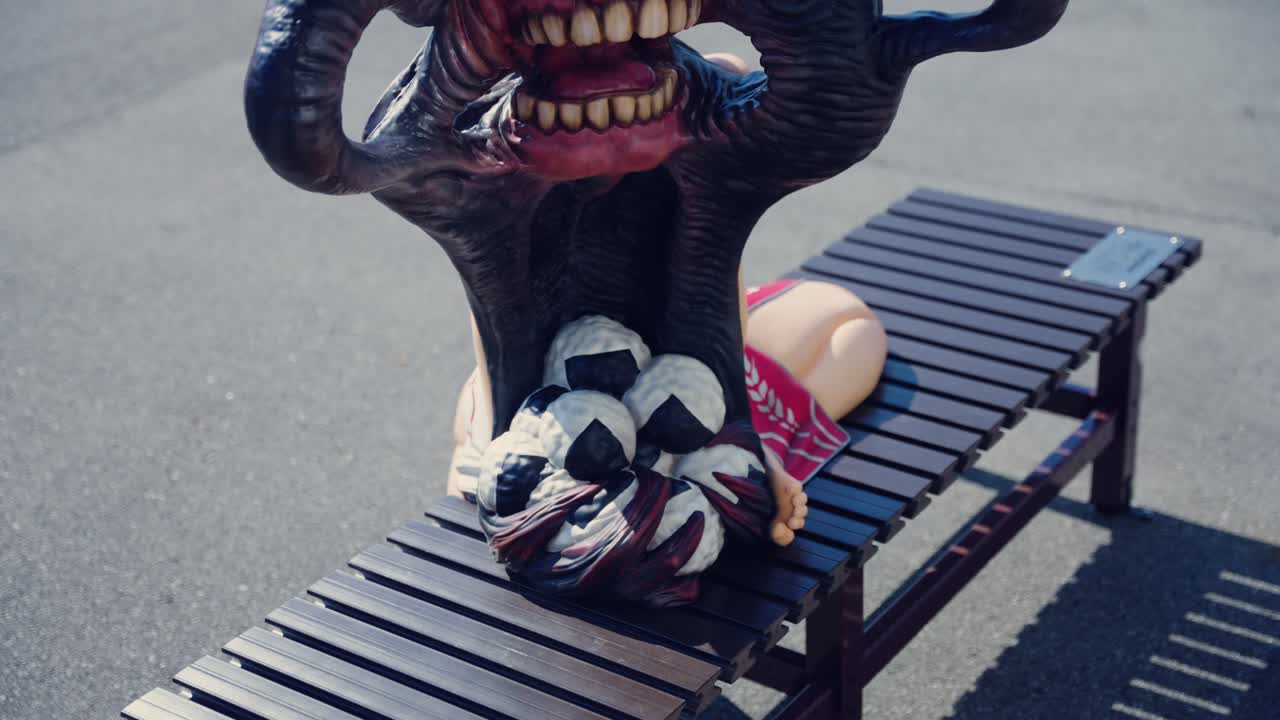 후쿠사키의 일본 요카이 괴물인 푸타쿠치 온나의 숨겨진 두 번째 입