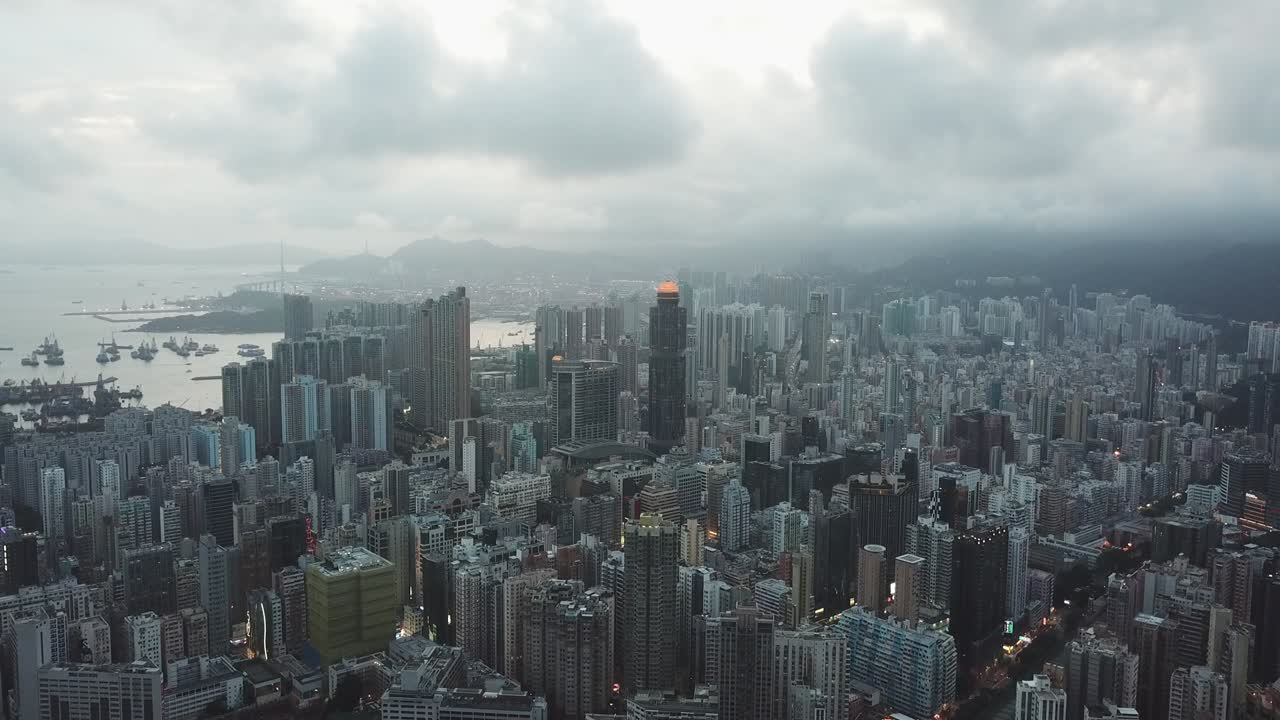 imagen aérea del distrito de kowloon en hong kong