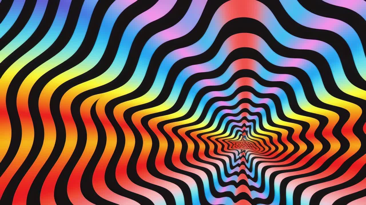 Vibrant, wavy lines create a hypnotic pattern in this abstract video background
