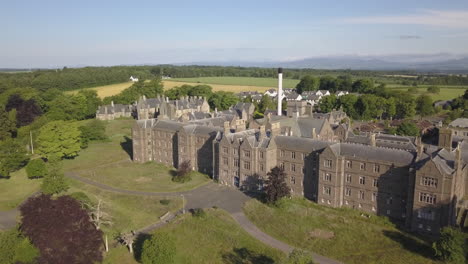 aerial view of sunnyside abandoned hospital, montrose, angus, scotland