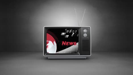 vintage news screen with word news written in red