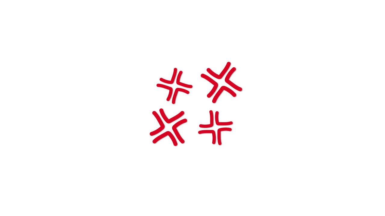 Animated Red Anger Symbols Appearing on White Background