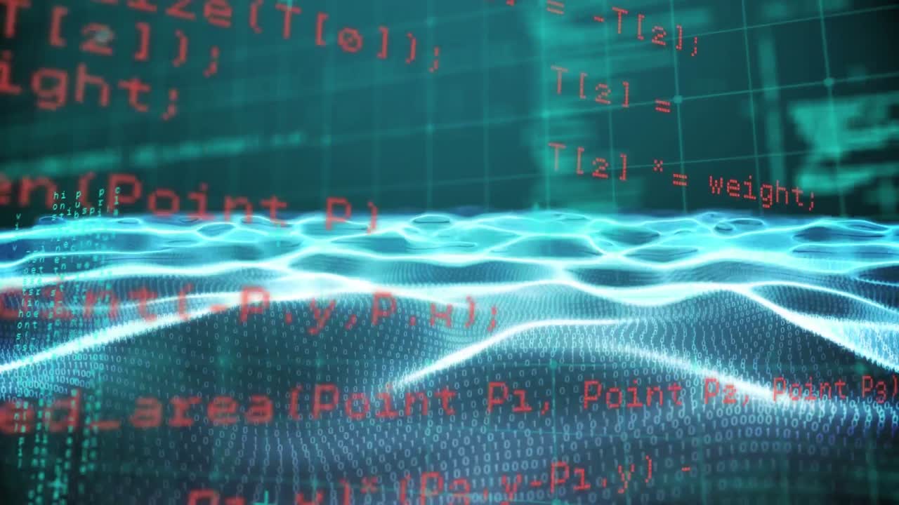 어두운 배경 위에 과학 데이터 처리의 애니메이션