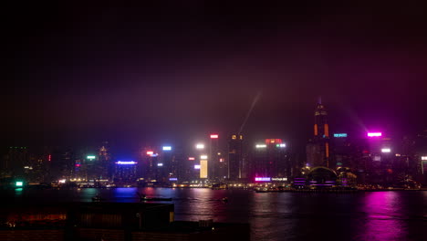 hong kong - 19 march 2025 : hong kong central city skyline filmed from across the harbour in kowloon with all the skyscrapers lit up at night advertisements