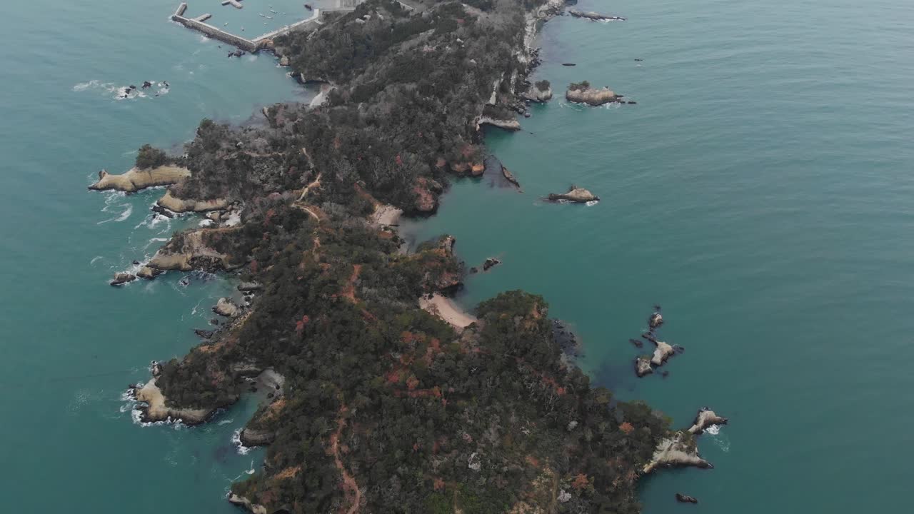 Aerial Drone Over Sanriku Fukko National Park Coastline, Kesennuma Japan