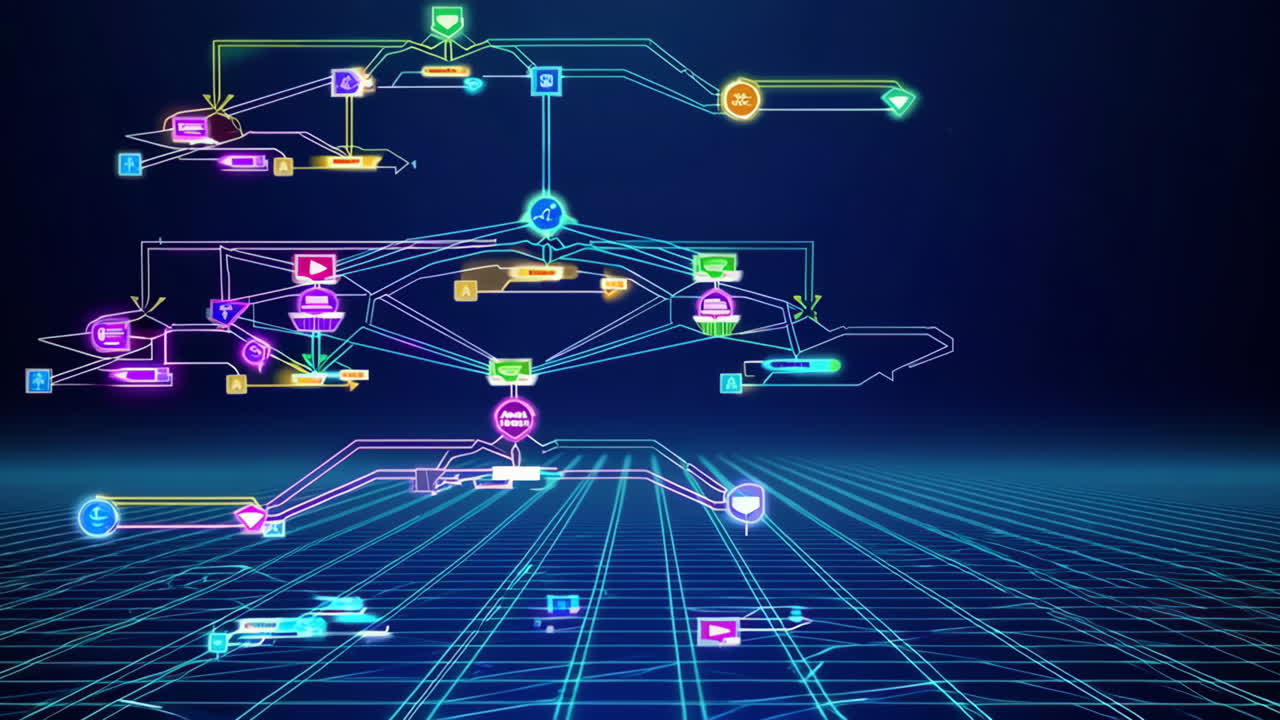 Abstract Futuristic Flowchart Visualization