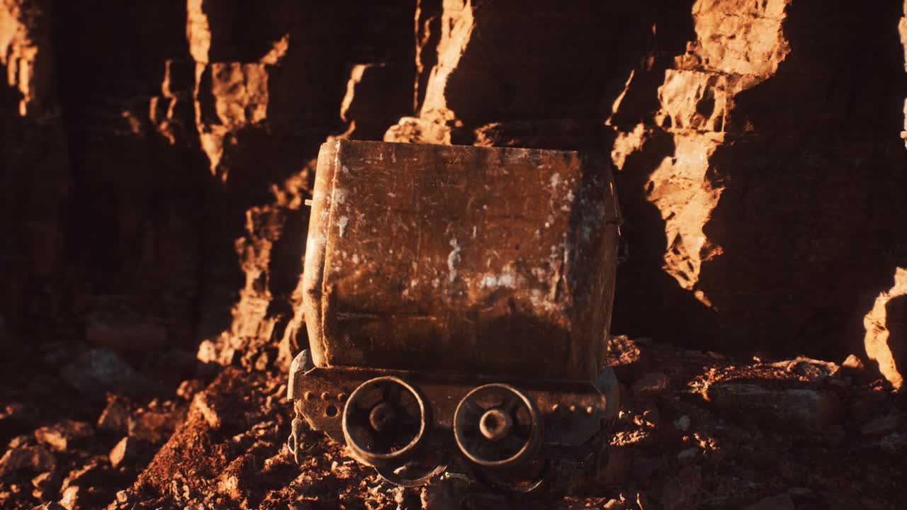 골드 러시 기간 에 광석 을 운반 하는 데 사용 된 버려진 금광 트롤리