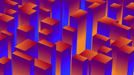 3D-Animationswürfel,-Bewegungsgrafiken,-Bewegung,-Wackeln,-Formen,-Retro-Farbverlauf,-Visueller-Effekt,-Hintergrund-Nach-Oben,-Nach-Unten,-4K,-Kastanienbraun,-Orange,-Blau