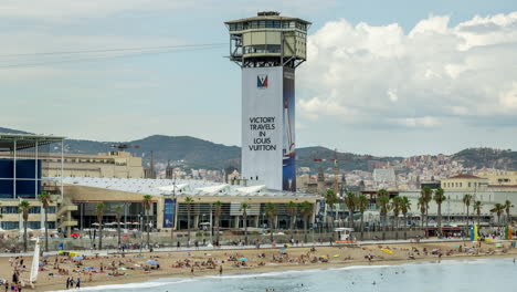 barcelona beach skyline viewed from the port