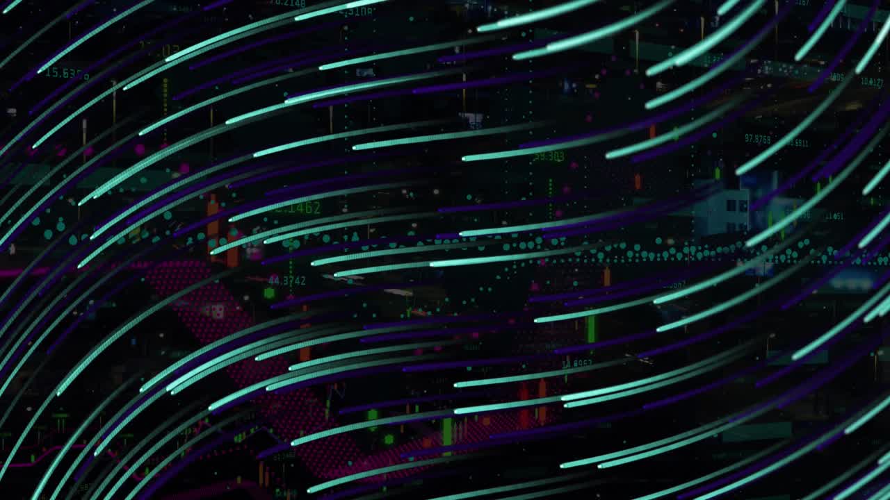 Animation von sich bewegenden Lichtern über dunklem Hintergrund