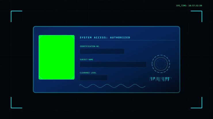 Futuristic Digital Identification Interface with Green Screen Placeholder